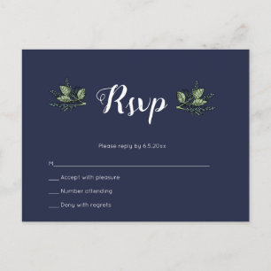 Postal rsvp de boda floral naval
