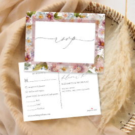 Postal RSVP de boda floral rosa acuarela