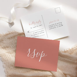 Postal RSVP de Boda Minimalista Moderna de Terracota