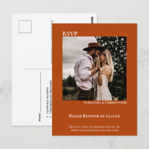 Postal RSVP de Boda Minimalista Moderna Naranja Óxido