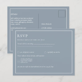 Postal RSVP de boda monocromática azul turbulenta