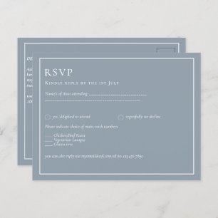 Postal RSVP de boda monocromática azul turbulenta