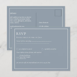 Postal RSVP de boda monocromática azul turbulenta