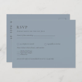 Postal RSVP de boda monocromática azul turbulenta