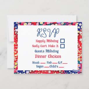 Postal RSVP de boda única de parejas animadas