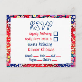 Postal RSVP de boda única de parejas animadas