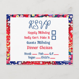 Postal RSVP de boda única de parejas animadas