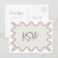 Postal RSVP de borde ondulado Beige Taupe