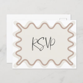 Postal RSVP de borde ondulado Beige Taupe