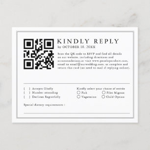 Postal RSVP de código QR moderno de hoja minimalista en b