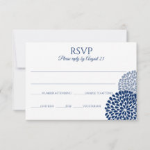 Postal RSVP de crisantemo | Azul Marino
