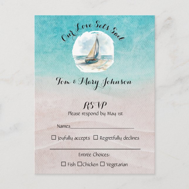 Postal RSVP de Fijación de Boda Naval (Anverso)