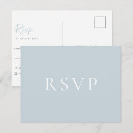 Postal RSVP de la boda azul luz minimalista