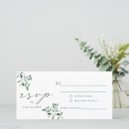 Postal RSVP de la boda de Eucalyptus Sage Watercol