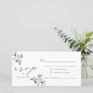 Postal RSVP de la boda de Eucalyptus Sage Watercol