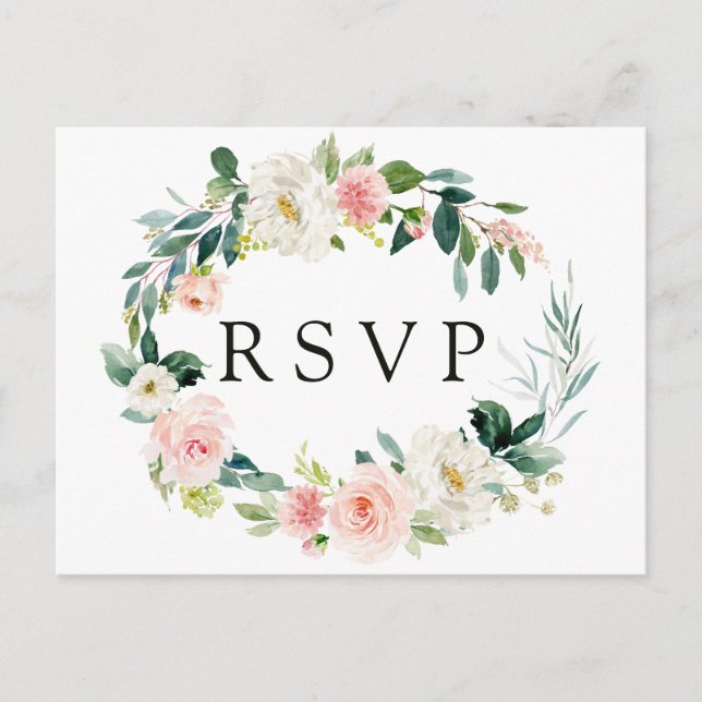Postal RSVP de la boda floral de primavera de Rubo (Anverso)