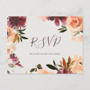 Postal RSVP de la boda kirguisa floral del Naranja