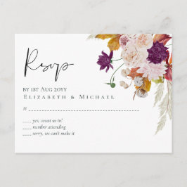 Postal RSVP de la boda rusa de Rubor de Maroon Ginger