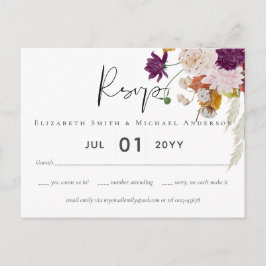 Postal RSVP de la boda rusa de Rubor de Maroon Ginger