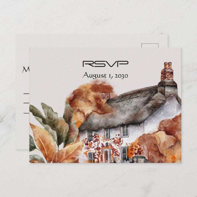 Postal RSVP de la cabaña de paja británica (Anverso / Reverso)