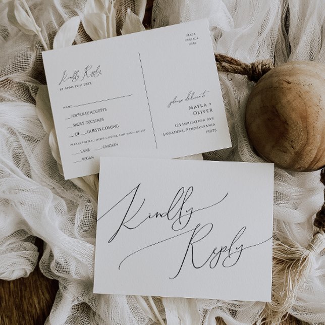 Postal RSVP de la elección del menú de guiones mín (Subido por el creador)