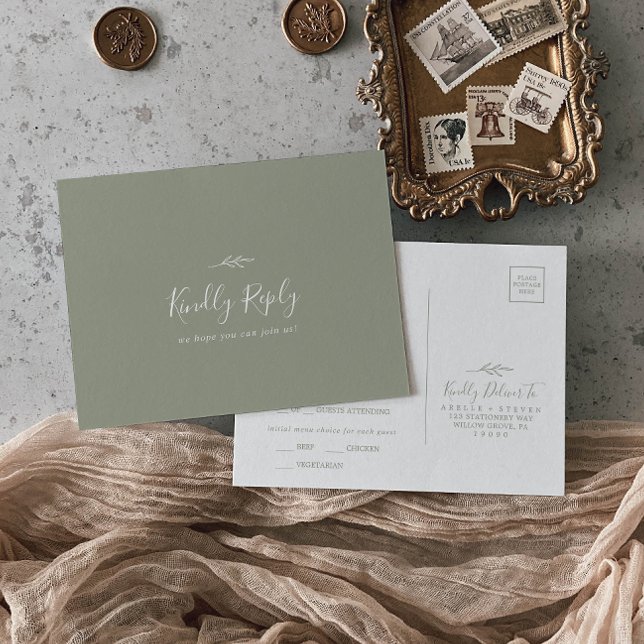 Postal RSVP de la elección del menú verde de la ho (Subido por el creador)