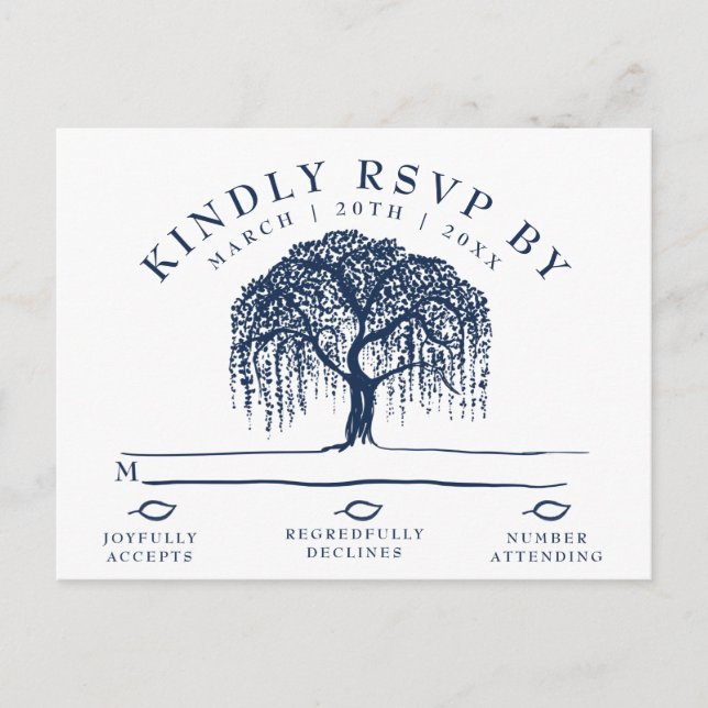 Postal RSVP de la moderna Marina de árbol salvaje  (Anverso)