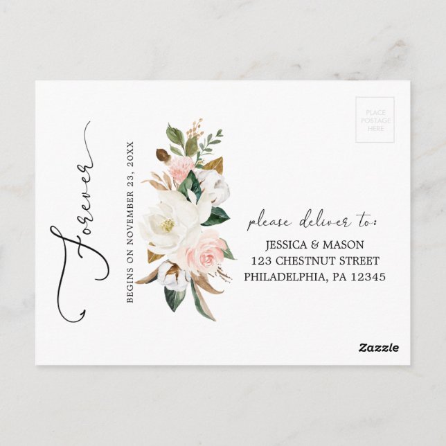 Postal RSVP de Magnolia Cotton Wedding (Reverso)