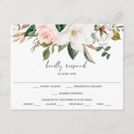 Postal RSVP de Magnolia Cotton Wedding