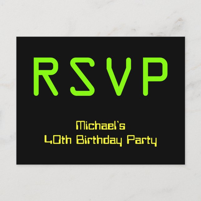 Postal "RSVP" de Nerdy, estilo digital y tecnologí (Anverso)