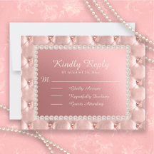 Postal RSVP de Perlas Estatales Rosadas Quinceañer
