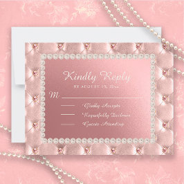 Postal RSVP de Perlas Estatales Rosadas Quinceañer
