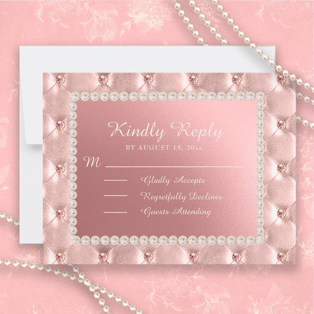 Postal RSVP de Perlas Estatales Rosadas Quinceañer (Subido por el creador)