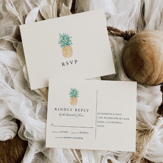 Postal RSVP de piña de época (Subido por el creador)