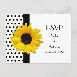 Postal RSVP de Punto de Polka Blanco Sunflower