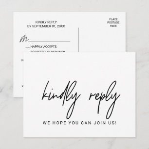 Postal RSVP de selección de menú y petición de can