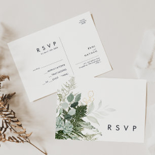 Postal RSVP de Verdor y Boda de Hoja de Oro