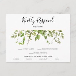 Postal RSVP de Woodland Greenery Wedding