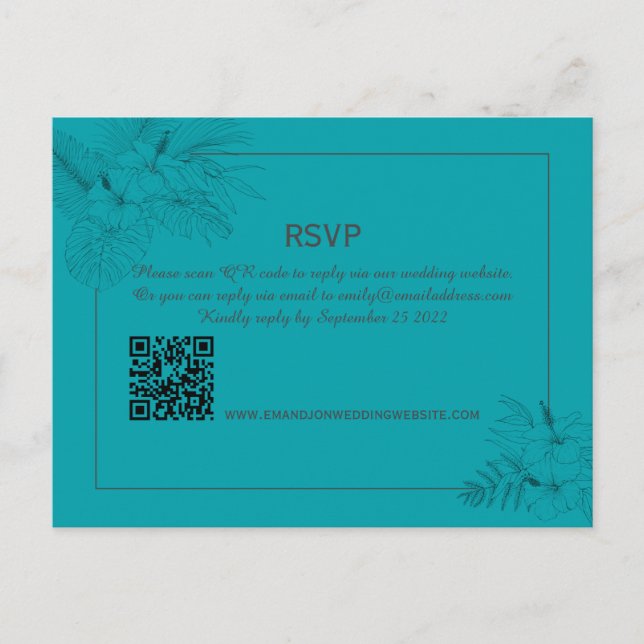 Postal RSVP del código QR de verano del Boho de pl (Anverso)