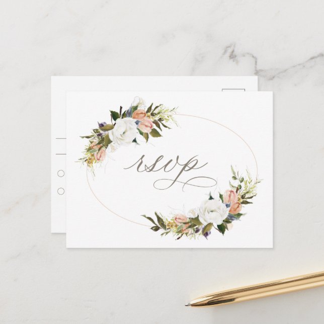 Postal RSVP Floral Antiguo (Anverso/Reverso In Situ)