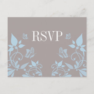 Postal RSVP floral de mariposa azul