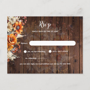 Postal RSVP floral de otoño rústico