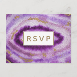 Postal rsvp invitaciones a bodas con agato púrpura