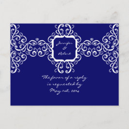 Postal RSVP monograma blanco