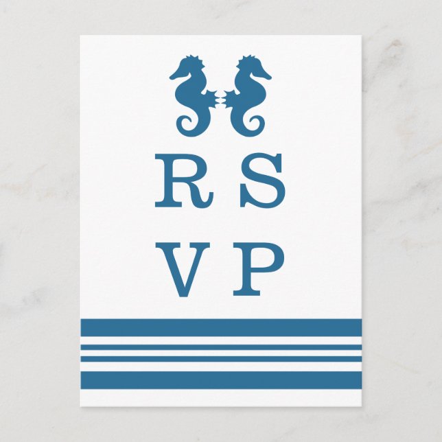 Postal RSVP Nautical Seahorse Wedse Wedding (Anverso)