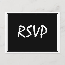 Postal RSVP negra con guión moderno