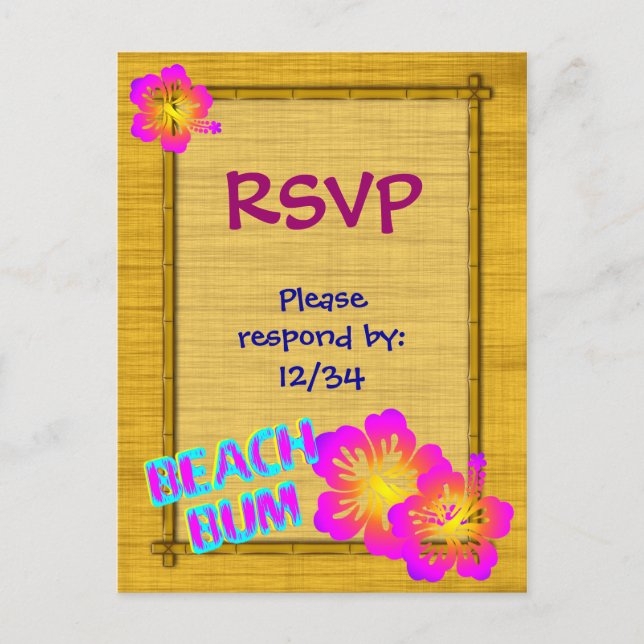 Postal RSVP Personalizado Bum Beach (Anverso)