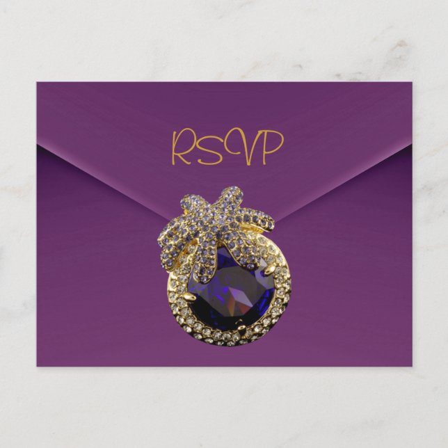 Postal RSVP Plum Purple Gold Jewel (Anverso)