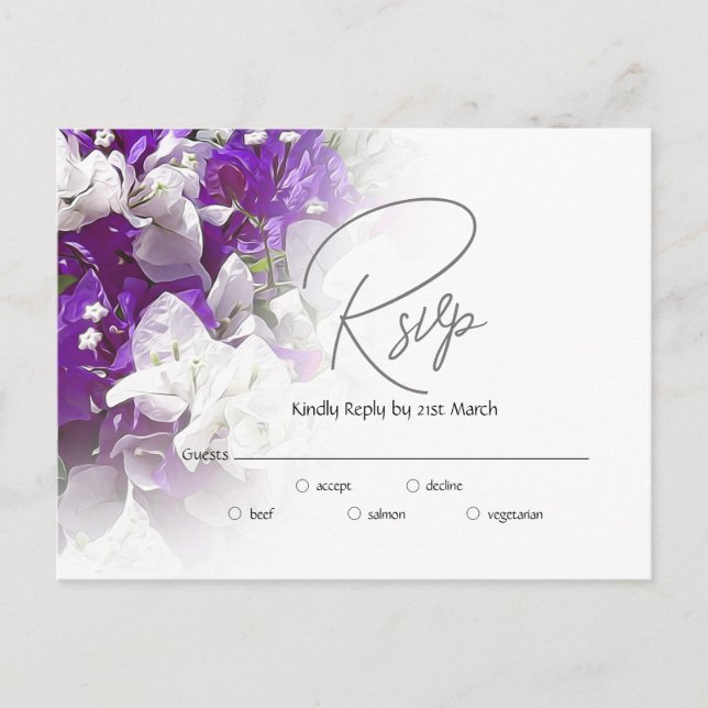 Postal RSVP Postcard Response to Wedding Invite  (Anverso)