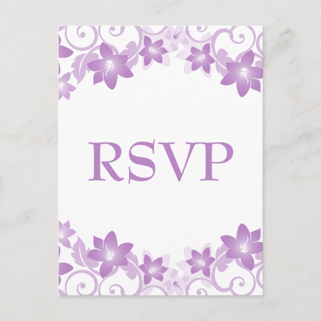Postal RSVP Purple Simple Floral (Anverso)